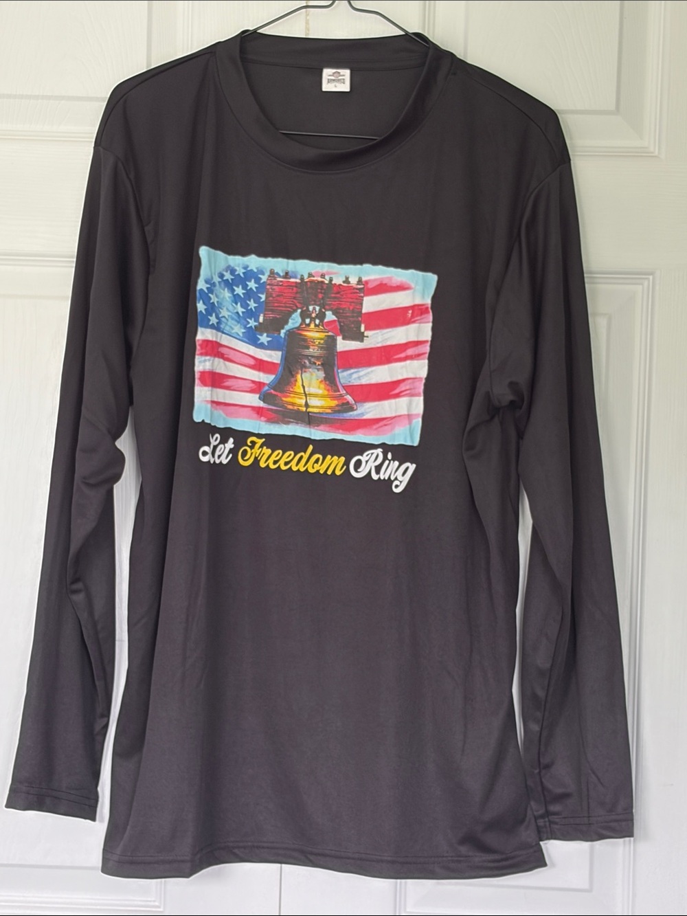 Men's Black Long Sleeve Graphic Tee - Let Freedom Ring